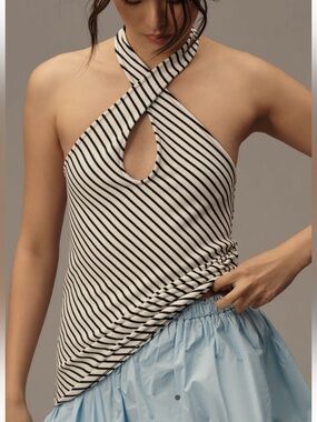 MAEVE BY ANTHROPOLOGIE TWIST FRONT HALTER TOP SHIRT SIZES S L XL MSRP $58.00 NWT